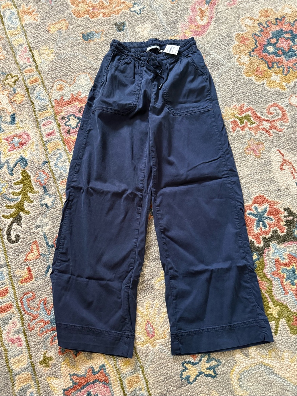 Women’s Navy Drawstring Wide-Leg Pants
